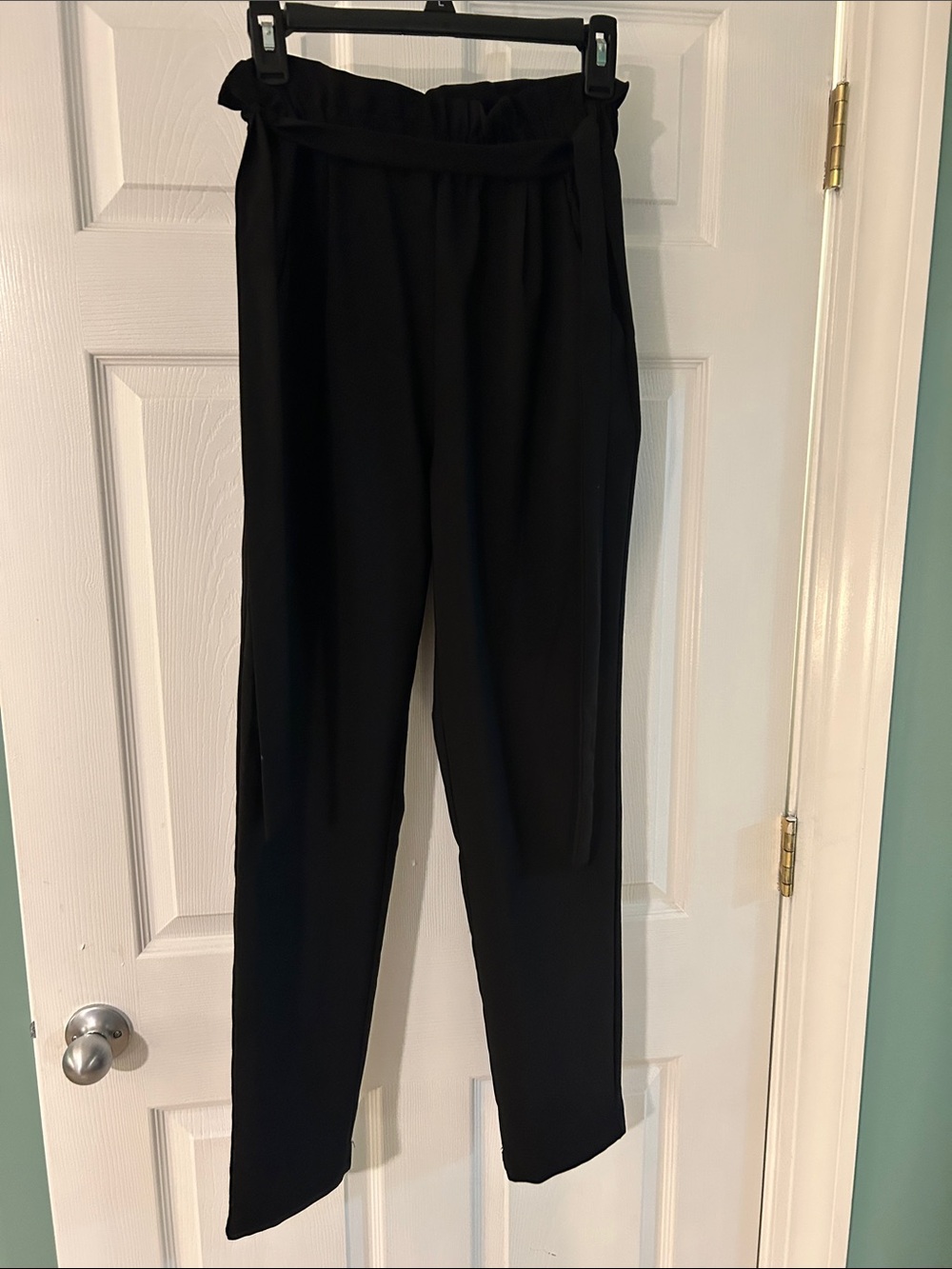 Shinestar Black Paperbag-Waist Trousers with Self Tie